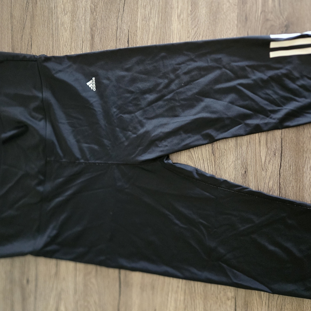 Adidas Black Athletic Pants with White Stripes